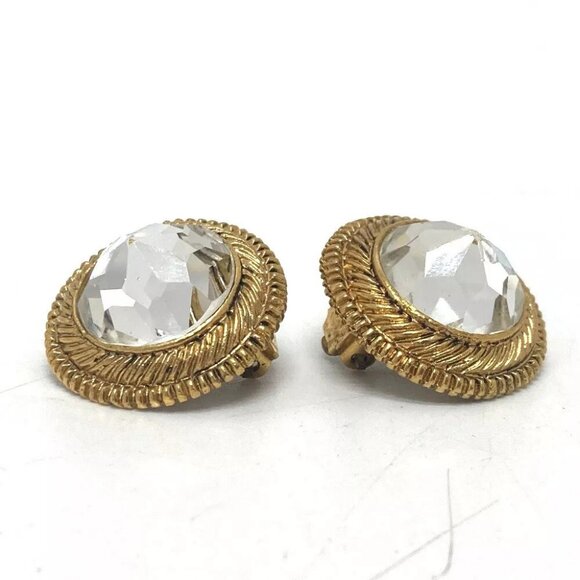 CHANEL Clear stone Earrings Metal Gold - Picture 1 of 6